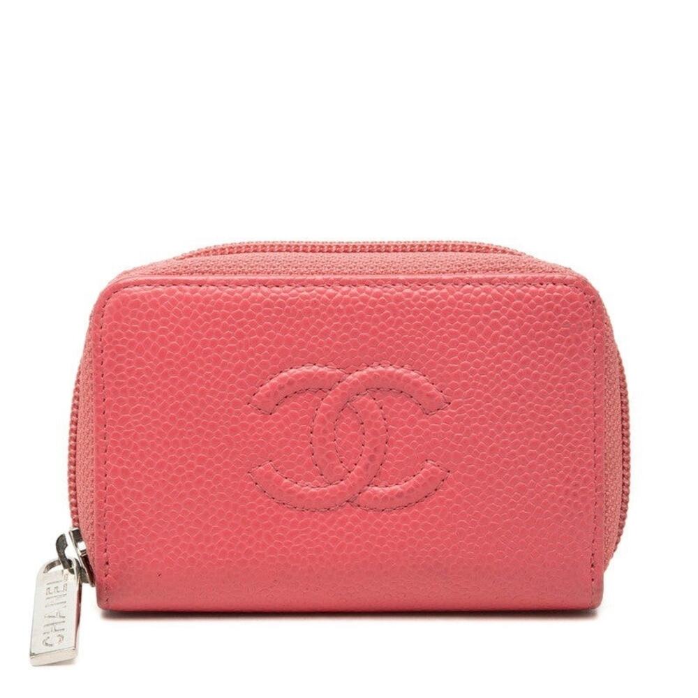 Chanel Caviar CC Logo Coin Case Pink